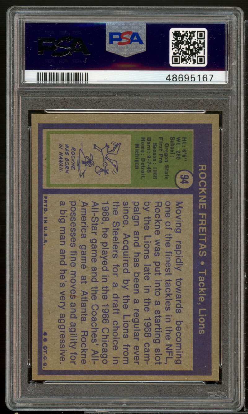 Rockne Freitas Card 1972 Topps #94 PSA 8 Image 2