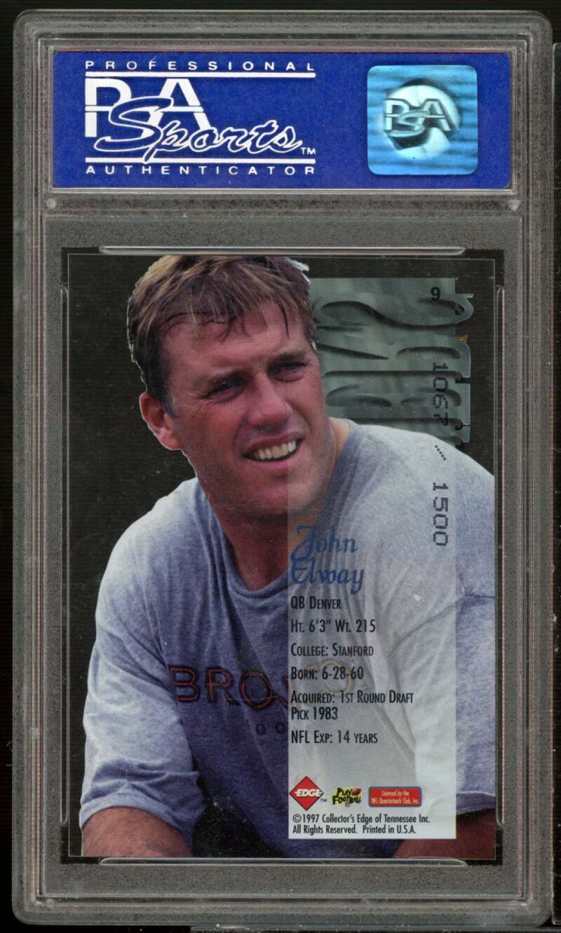 John Elway Card 1997 Collector's Edge Extreme Forerunners #9 (pop 1) PSA 10 Image 2