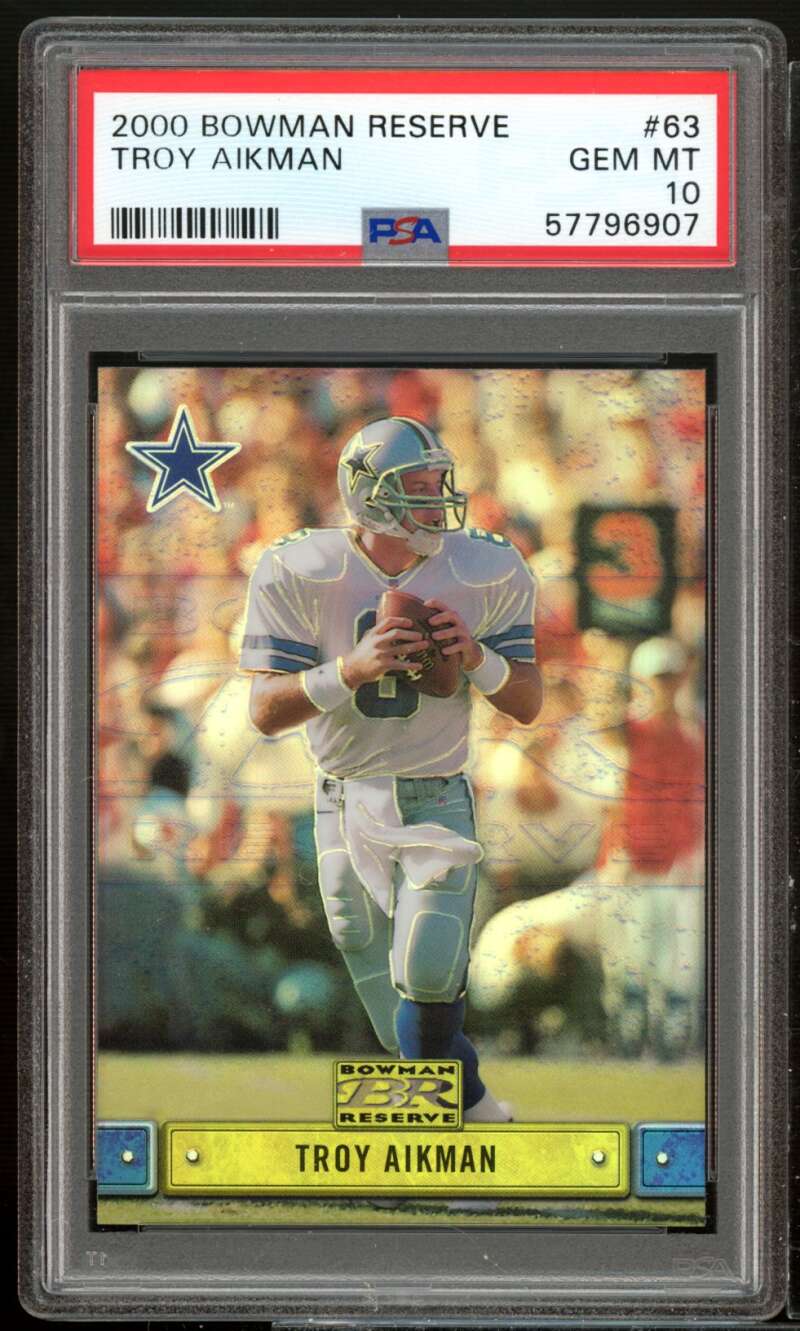 Troy Aikman Card 2000 Bowman Reserve #63 PSA 10 Image 1