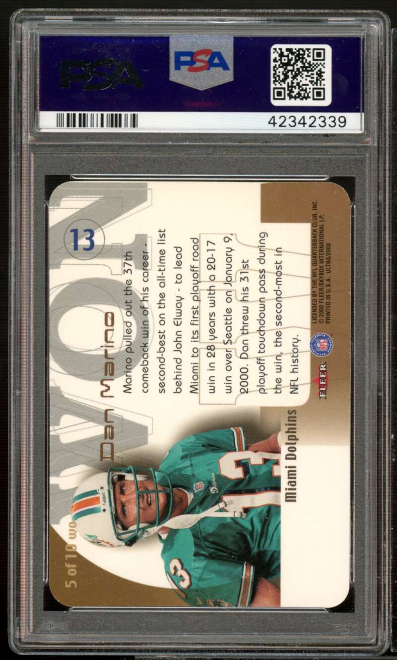 Dan Marino Card 2000 Ultra Won By One #5 PSA 9 Image 2