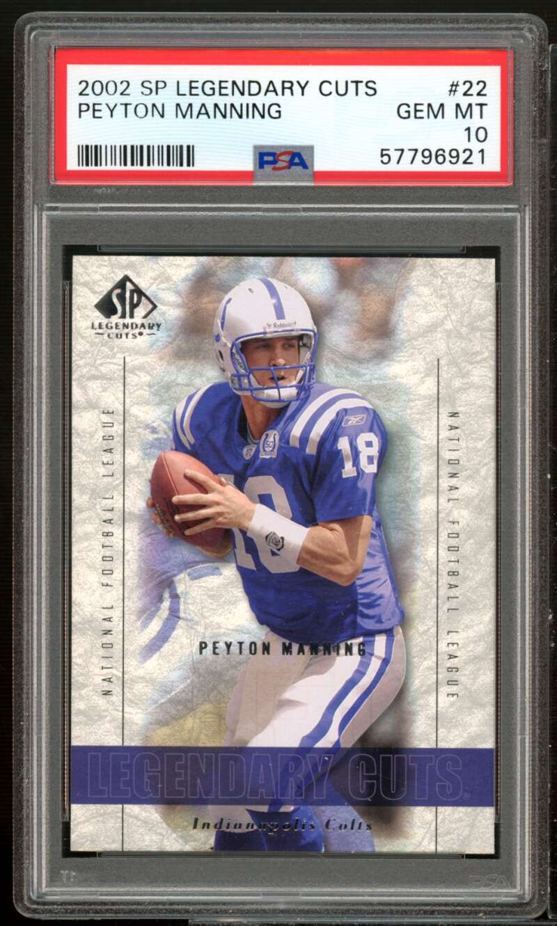 Peyton Manning Card 2002 SP Legendary Cuts #22 PSA 10 Image 1