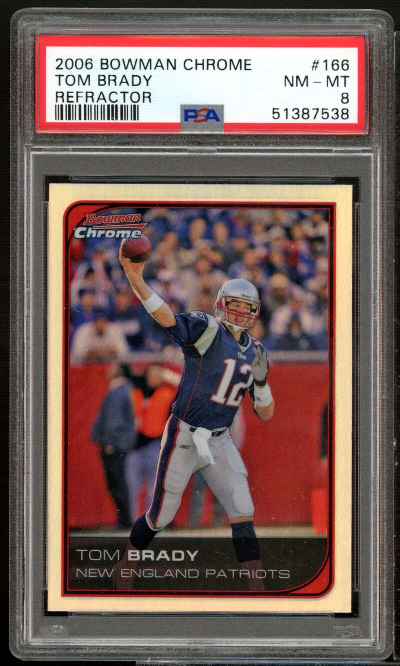 Tom Brady Card 2006 Bowman Chrome Refractor #166 PSA 8 Image 1