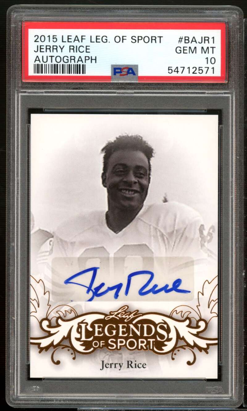 Jerry Rice Card 2015 Leaf Legends Of Sport Autograph #bajr1 (pop 1) PSA 10 Image 1