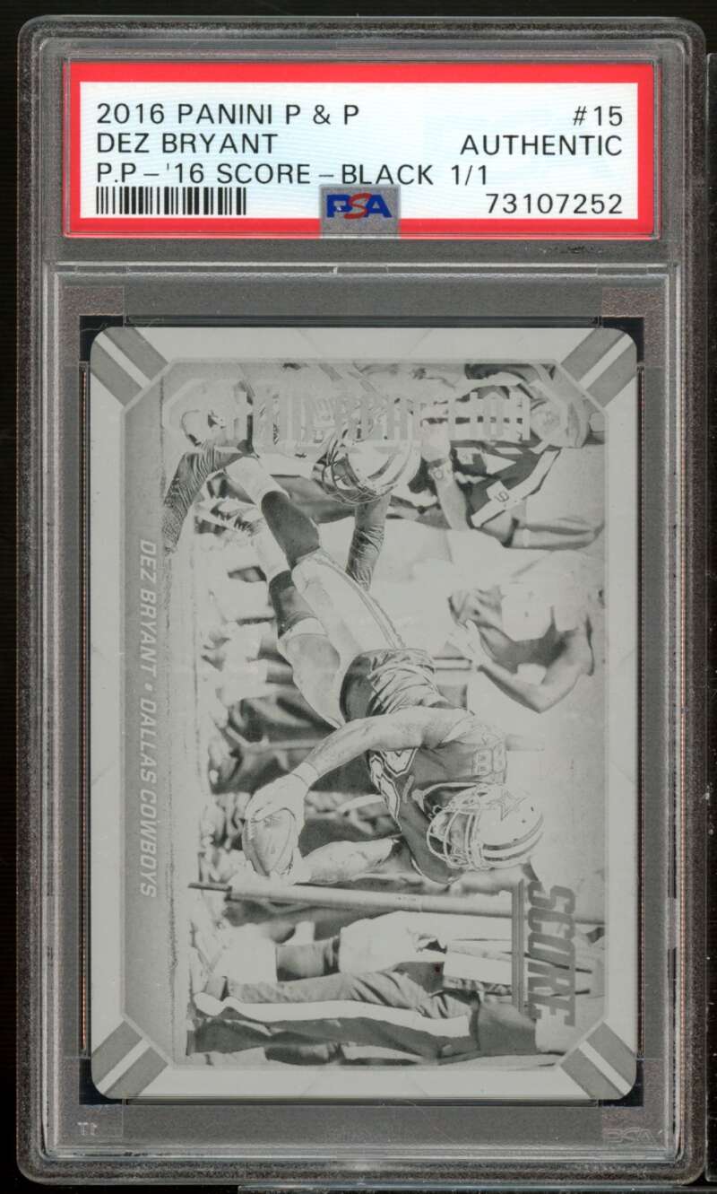 Dez Bryant Card 2016 Panini 2016 Score Black (1/1) #15 PSA Authentic Image 1