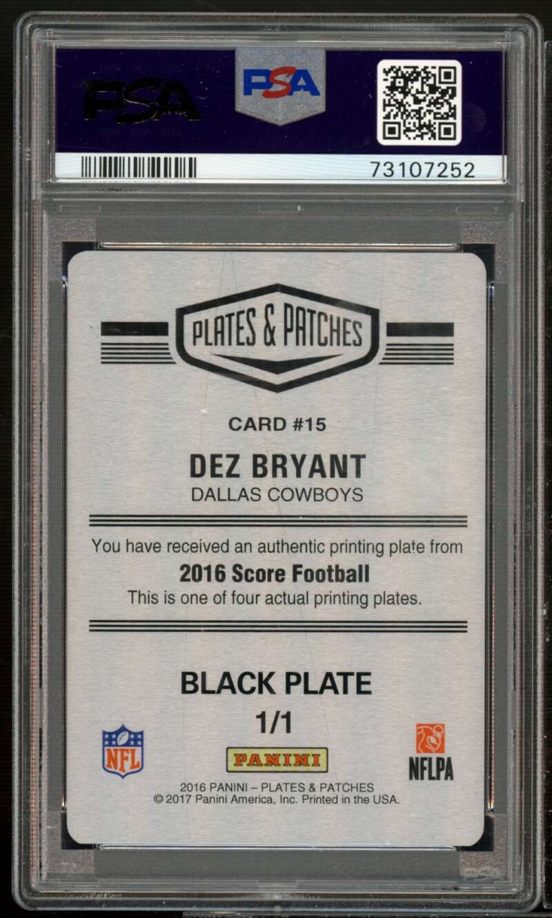 Dez Bryant Card 2016 Panini 2016 Score Black (1/1) #15 PSA Authentic Image 2