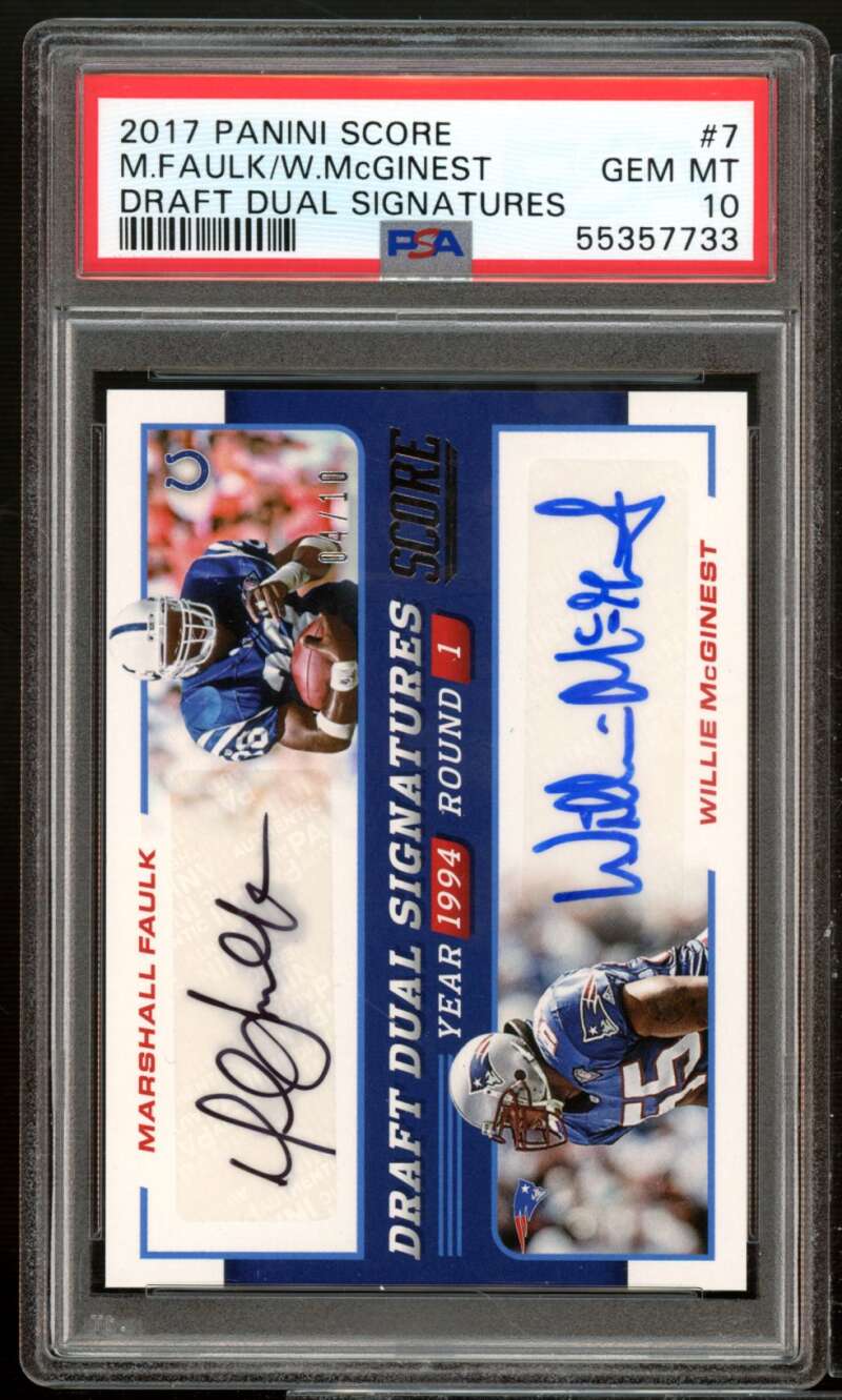 Mcginest / Marshall Faulk 2017 Panini Score Dual Signatures (4/10) #7 PSA 10 Image 1