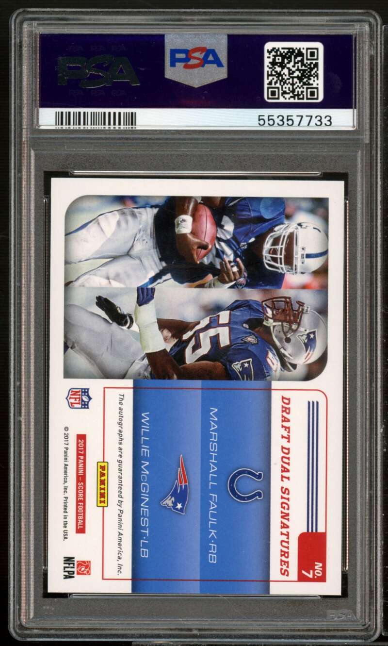 Mcginest / Marshall Faulk 2017 Panini Score Dual Signatures (4/10) #7 PSA 10 Image 2