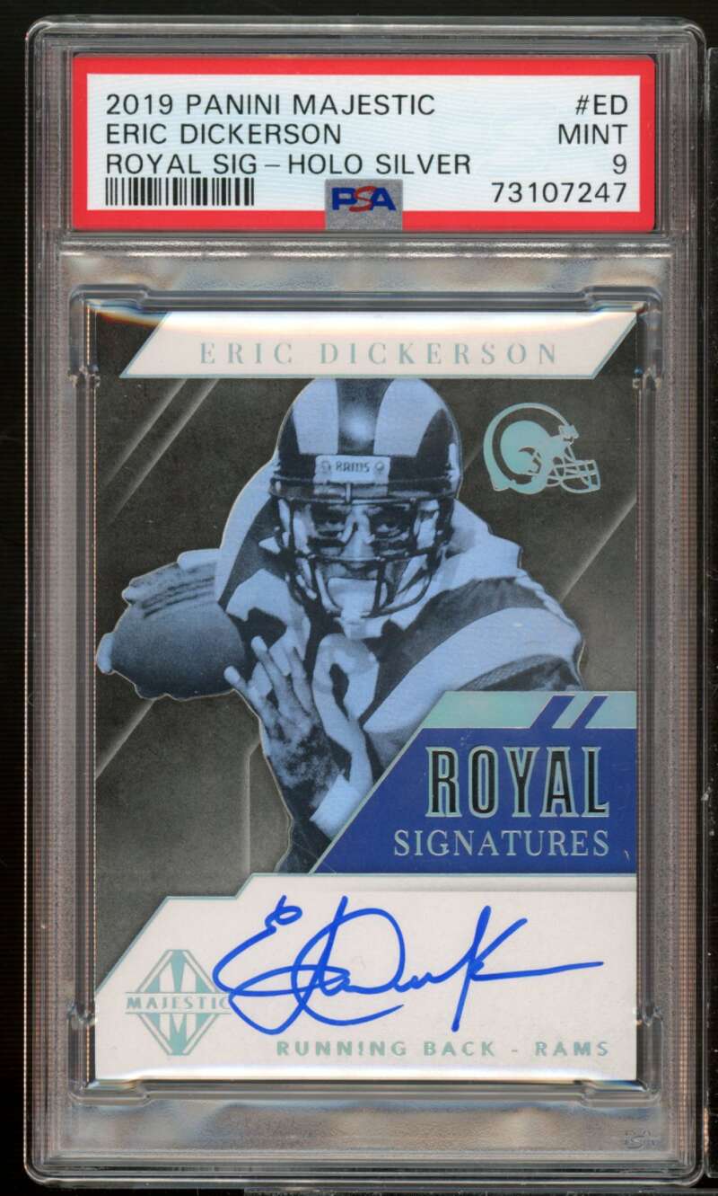 Eric Dickerson 2018 Panini Majestic Royal Signature Holo Silver (7/7) #ed PSA 9 Image 1