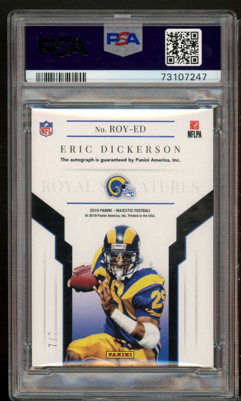 Eric Dickerson 2018 Panini Majestic Royal Signature Holo Silver (7/7) #ed PSA 9 Image 2