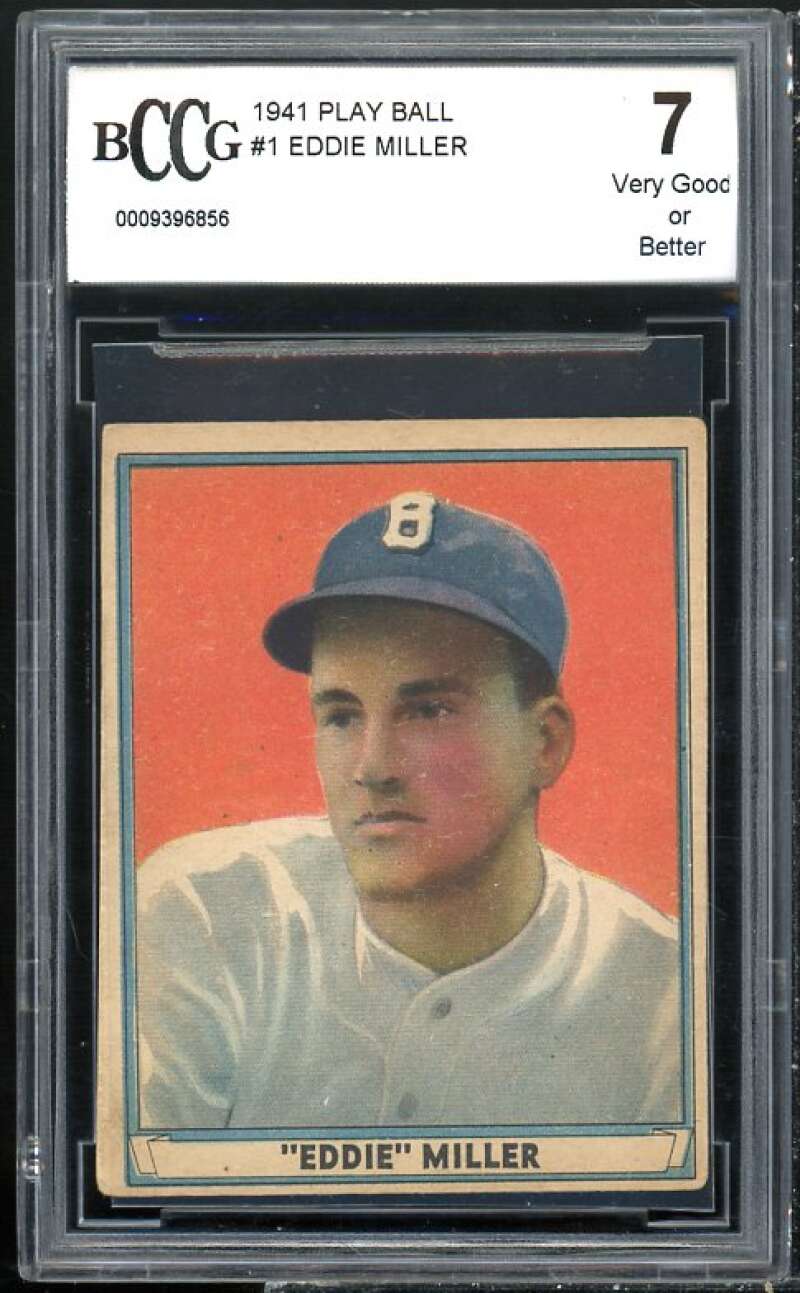 1941 Play Ball #1 Eddie Miller Card BGS BCCG 7 Very Good+ Image 1