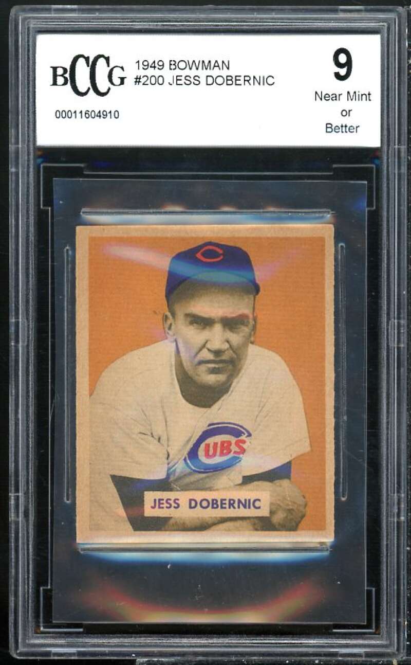 1949 Bowman #200 Jess Dobernic Card BGS BCCG 9 Near Mint+ Image 1