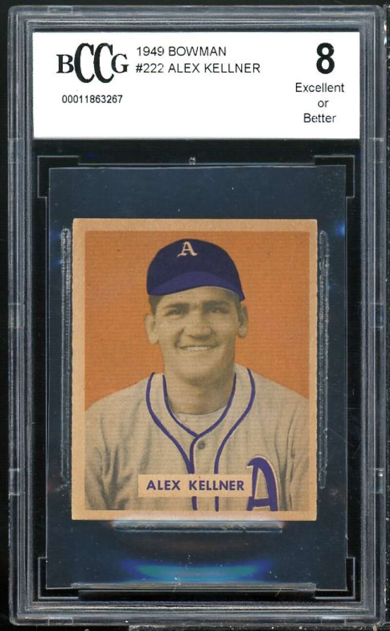 1949 Bowman #222 Alex Kellner Card BGS BCCG 8 Excellent+ Image 1