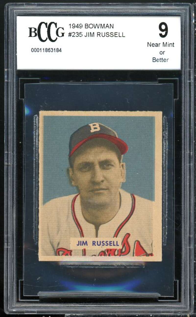 1949 Bowman #235 Jim Russell Card BGS BCCG 9 Near Mint+ Image 1