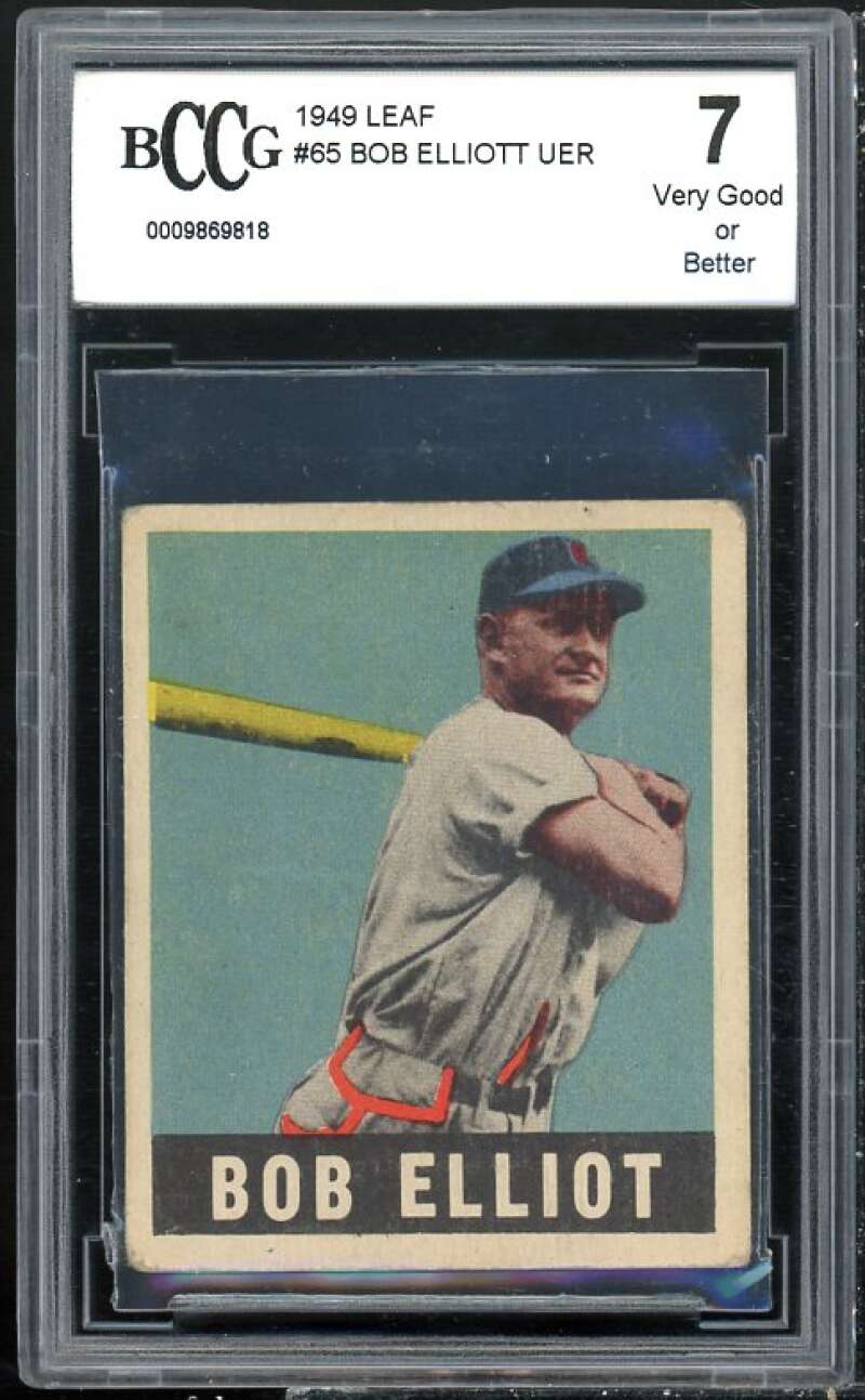 1949 Leaf #65 Bob Elliot Card BGS BCCG 7 Very Good+ Image 1