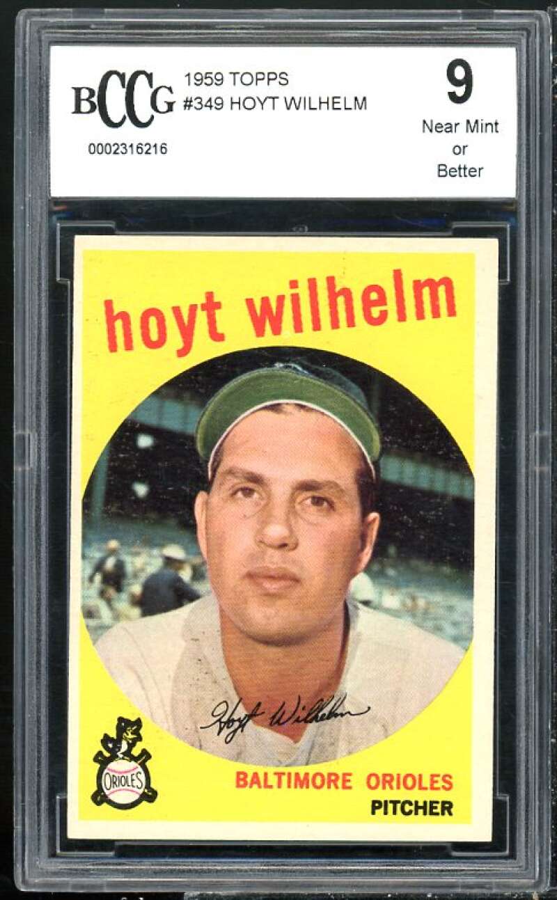 1959 Topps #349 Hoyt Wilhelm Card BGS BCCG 9 Near Mint+ Image 1