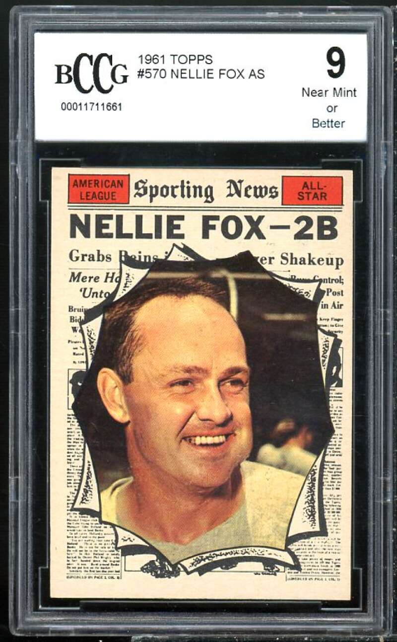 1961 Topps #570 Nellie Fox AS Card BGS BCCG 9 Near Mint+ Image 1