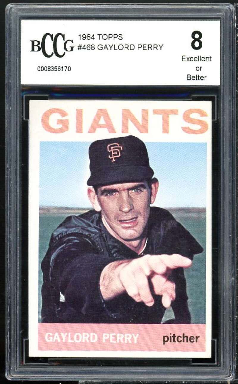 1964 Topps #468 Gaylord Perry Card BGS BCCG 8 Excellent+ Image 1