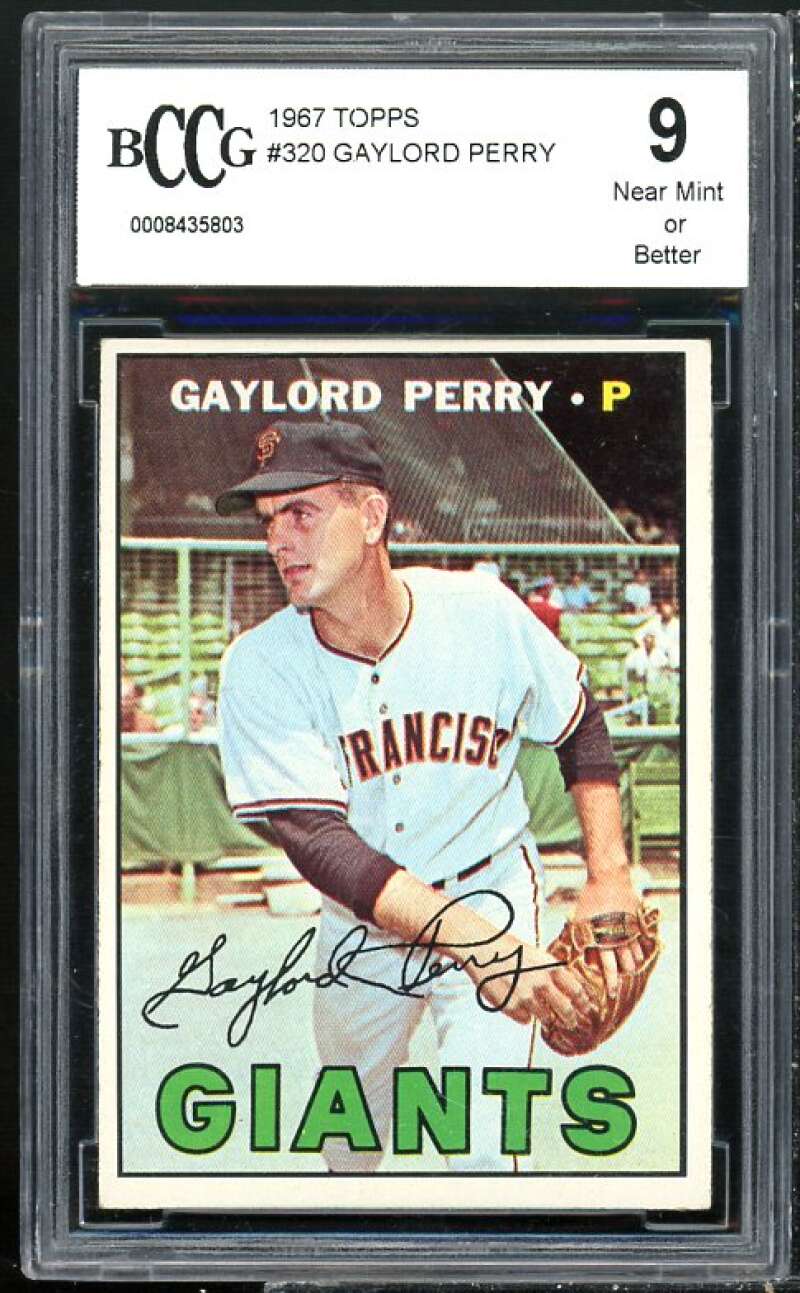 1967 Topps #320 Gaylord Perry Card BGS BCCG 9 Near Mint+ Image 1