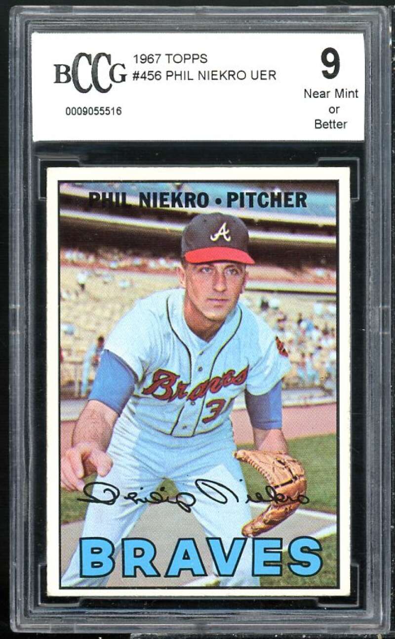 1967 Topps #456 Phil Niekro Card BGS BCCG 9 Near Mint+ Image 1