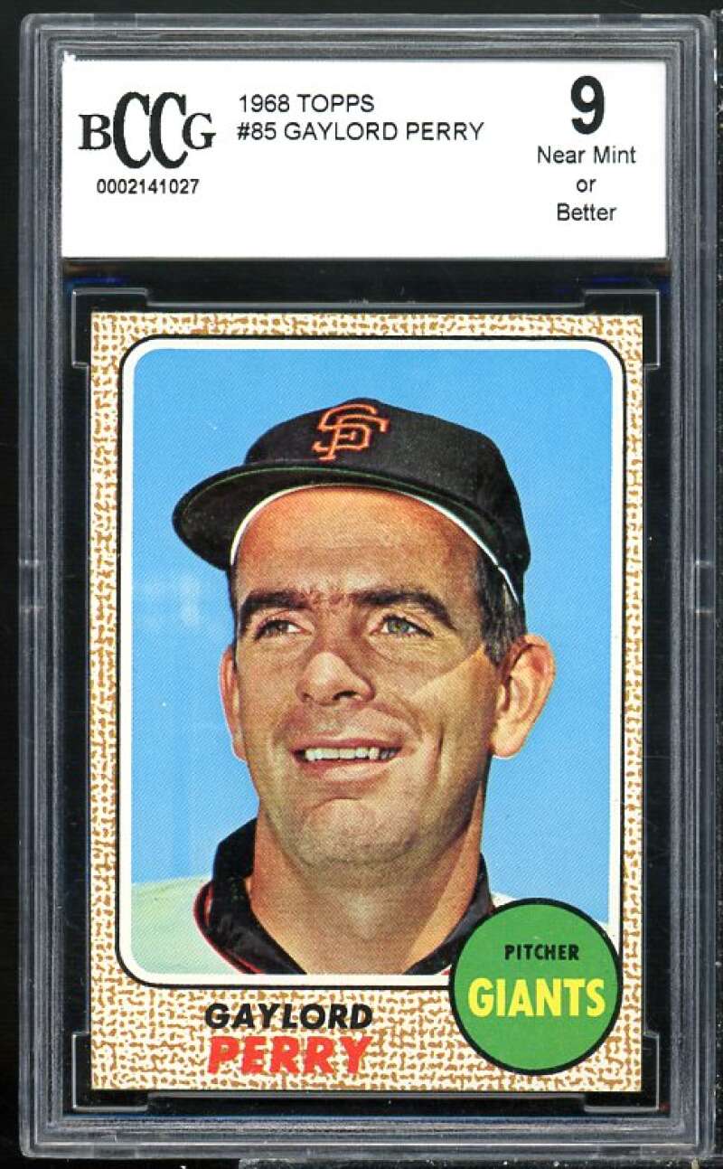 1968 Topps #85 Gaylord Perry Card BGS BCCG 9 Near Mint+ Image 1