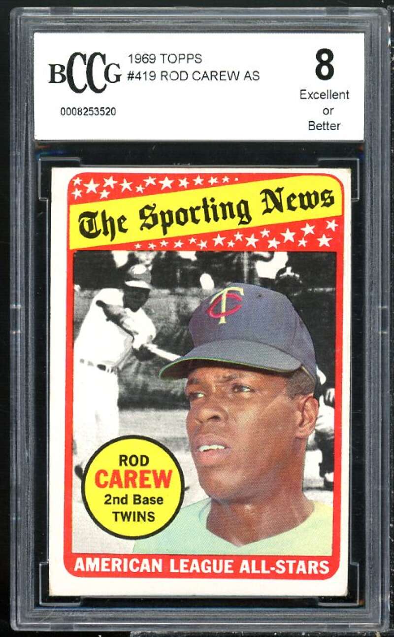 1969 Topps #419 Rod Carew AS Card BGS BCCG 9 Near Mint+ Image 1