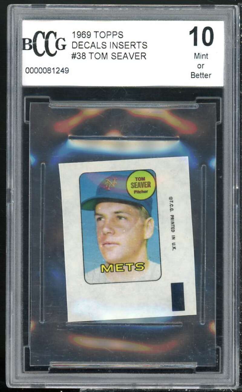 1969 Topps Decal Inserts #38 Tom Seaver Card BGS BCCG 10 Mint+ Image 1