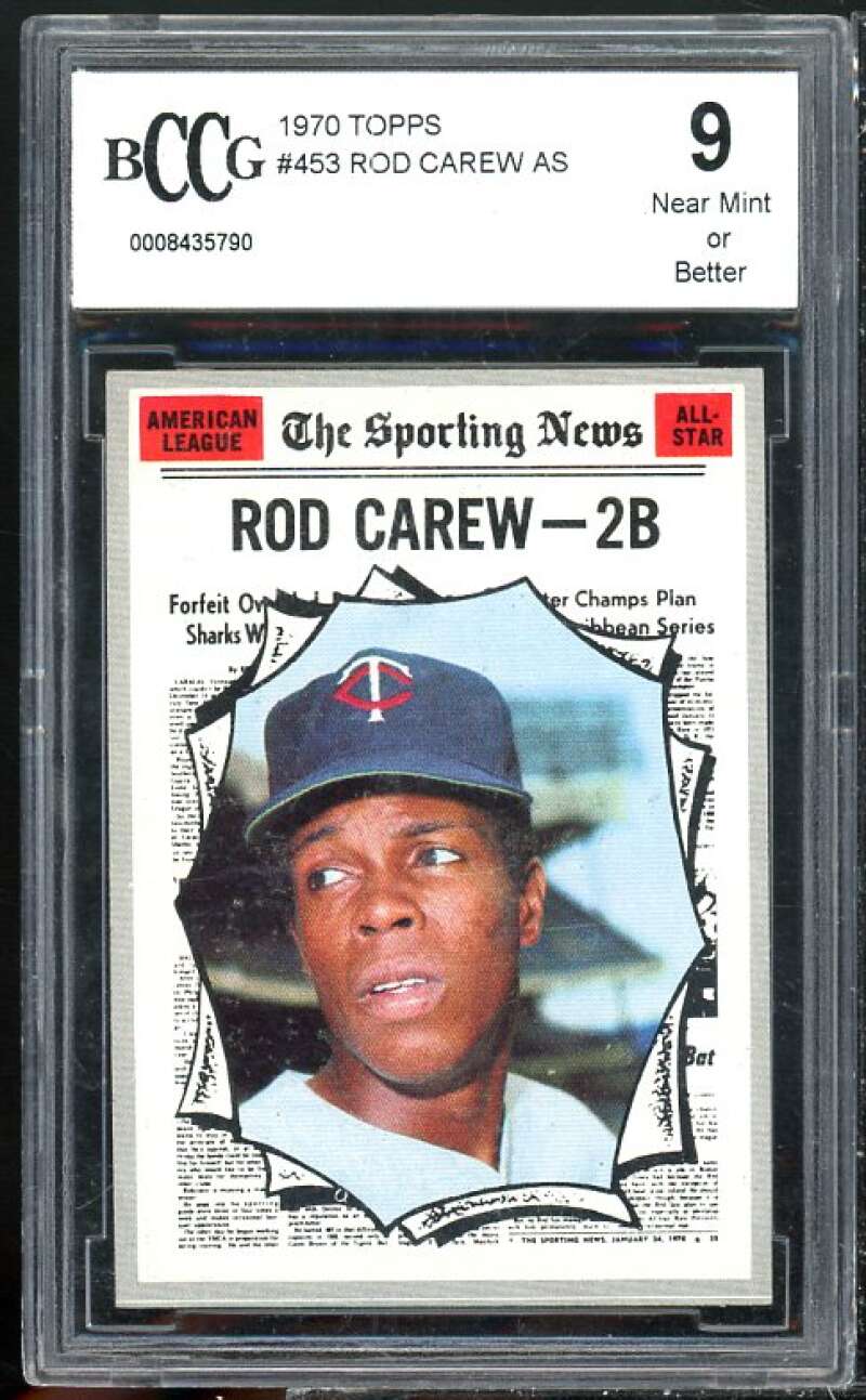 1970 Topps #453 Rod Carew AS Card BGS BCCG 9 Near Mint+ Image 1