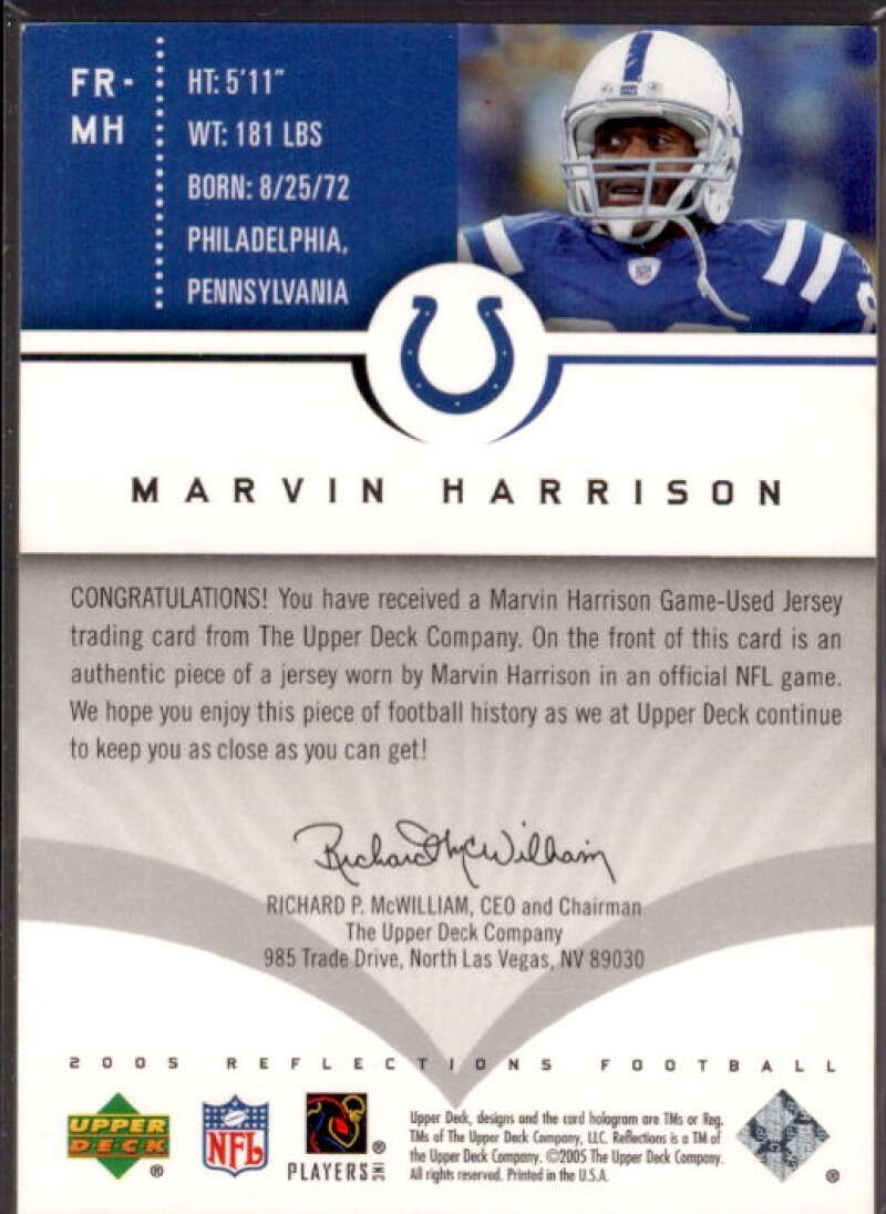 Marvin Harrison Card 2005 Reflections Fabrics #FRMH  Image 2