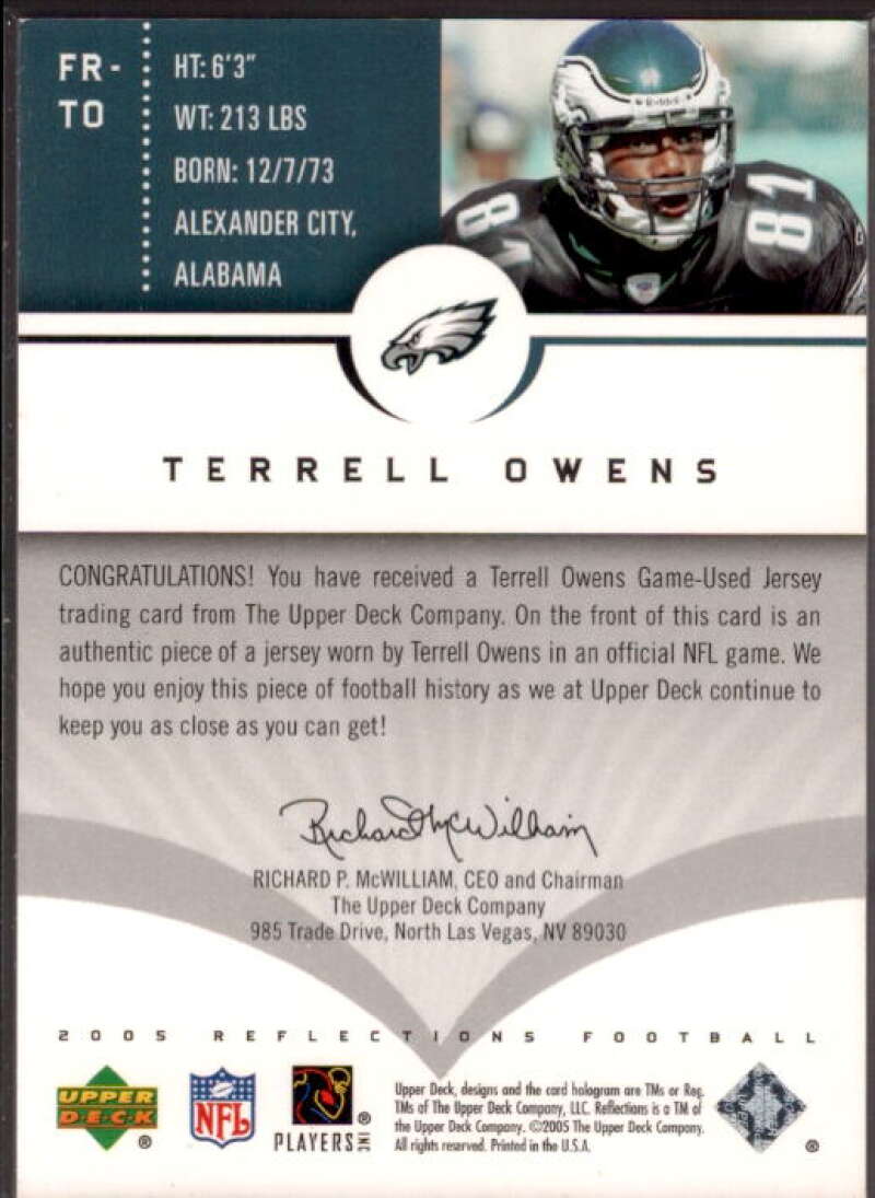 Terrell Owens Card 2005 Reflections Fabrics #FRTO  Image 2