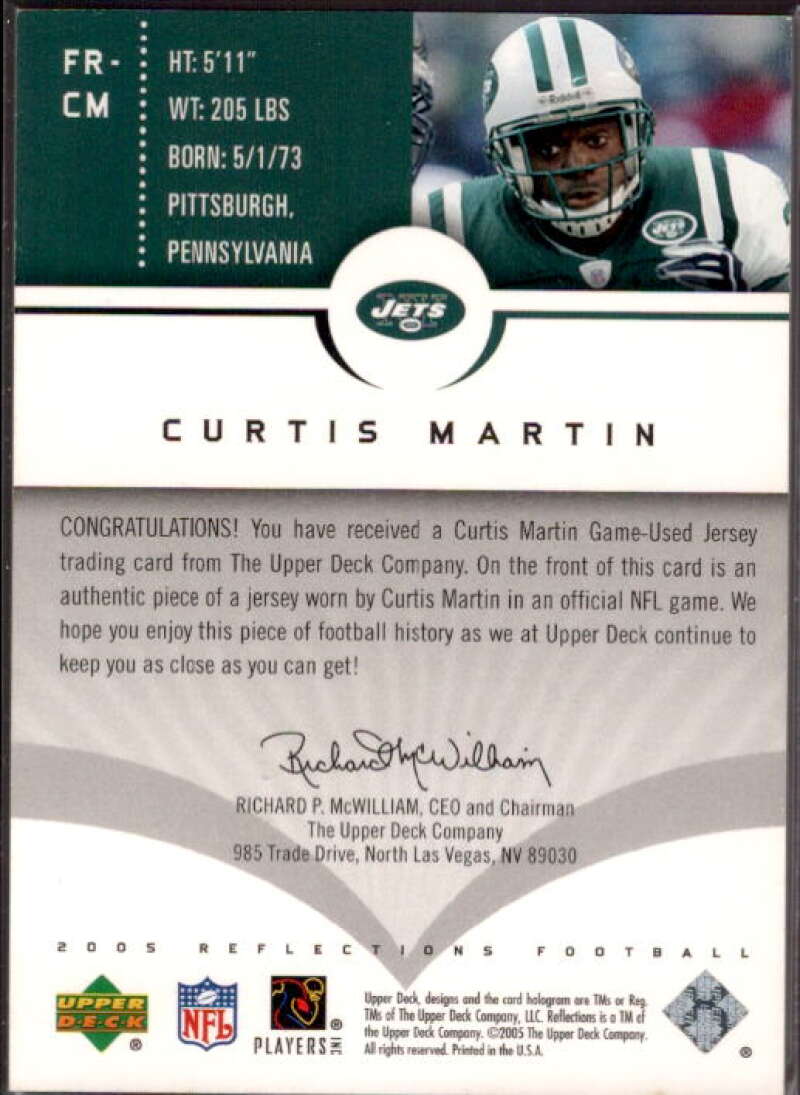 Curtis Martin Card 2005 Reflections Fabrics #FRCM  Image 2