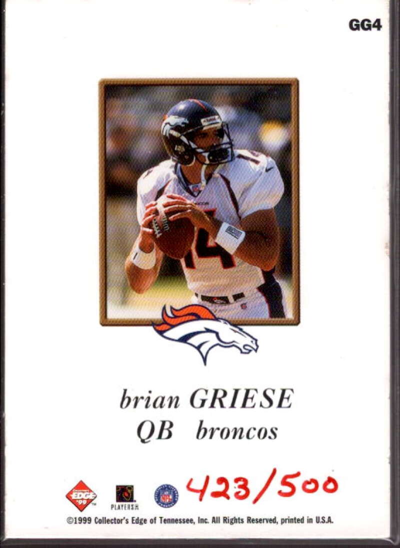 Brian Griese Card 1999 Collector's Edge Odyssey GameGear Hologold #GG4  Image 2