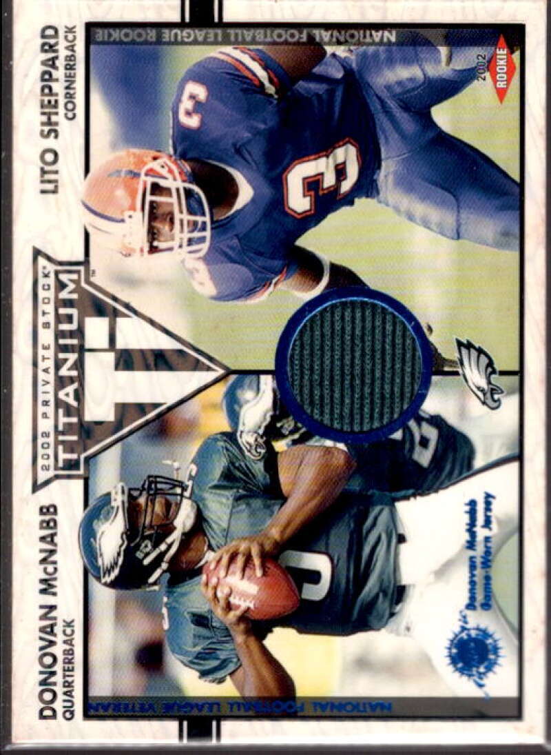 Donovan McNabb JSY/Lito Sheppard/200 Card 2002 Titanium Blue Jerseys #155  Image 1