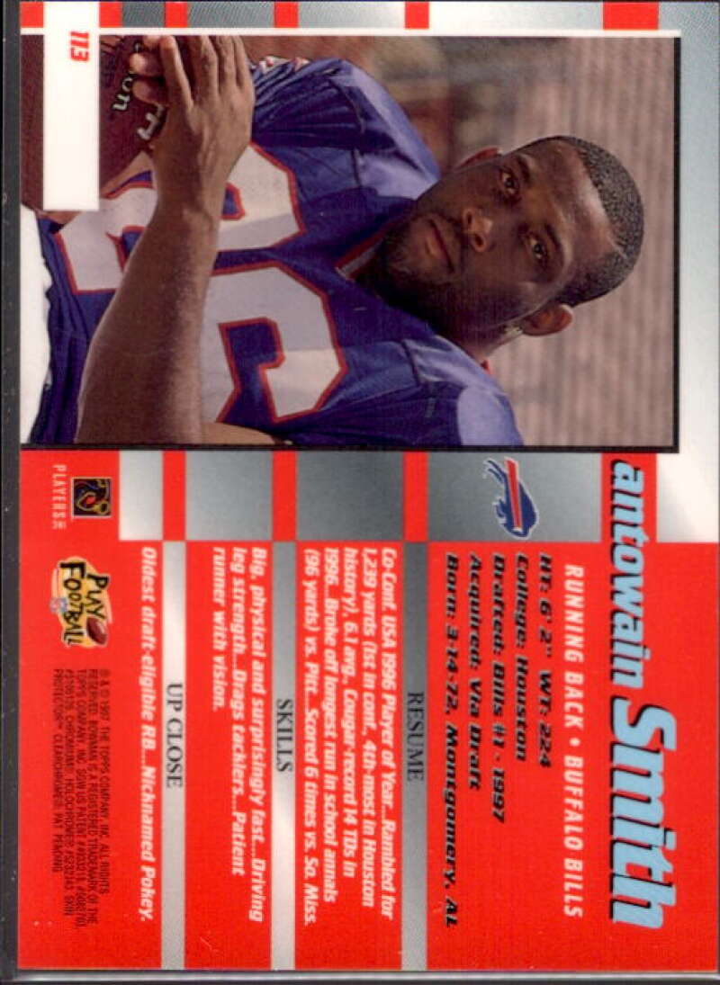 Antowain Smith Card 1997 Bowman's Best Autographs #113  Image 2