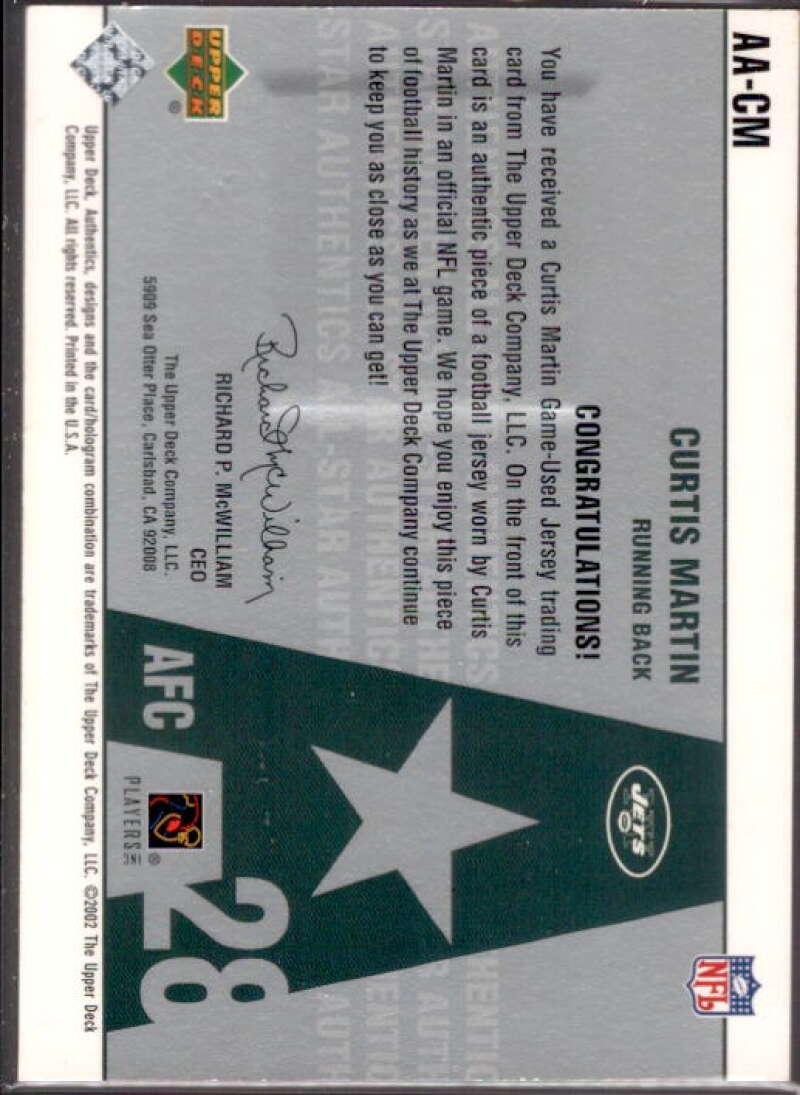 Curtis Martin Card 2002 UD Authentics All-Star Authentics #AACM  Image 2