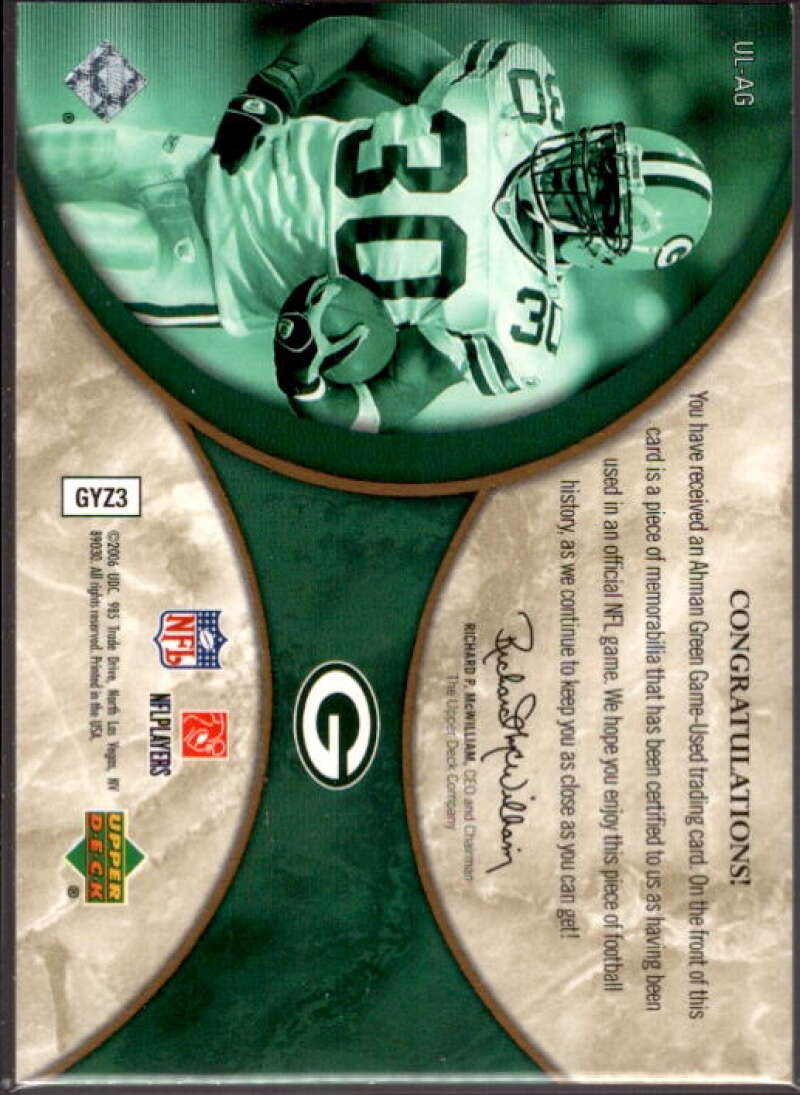 Ahman Green Card 2006 Ultimate Collection Jerseys #ULAG  Image 2