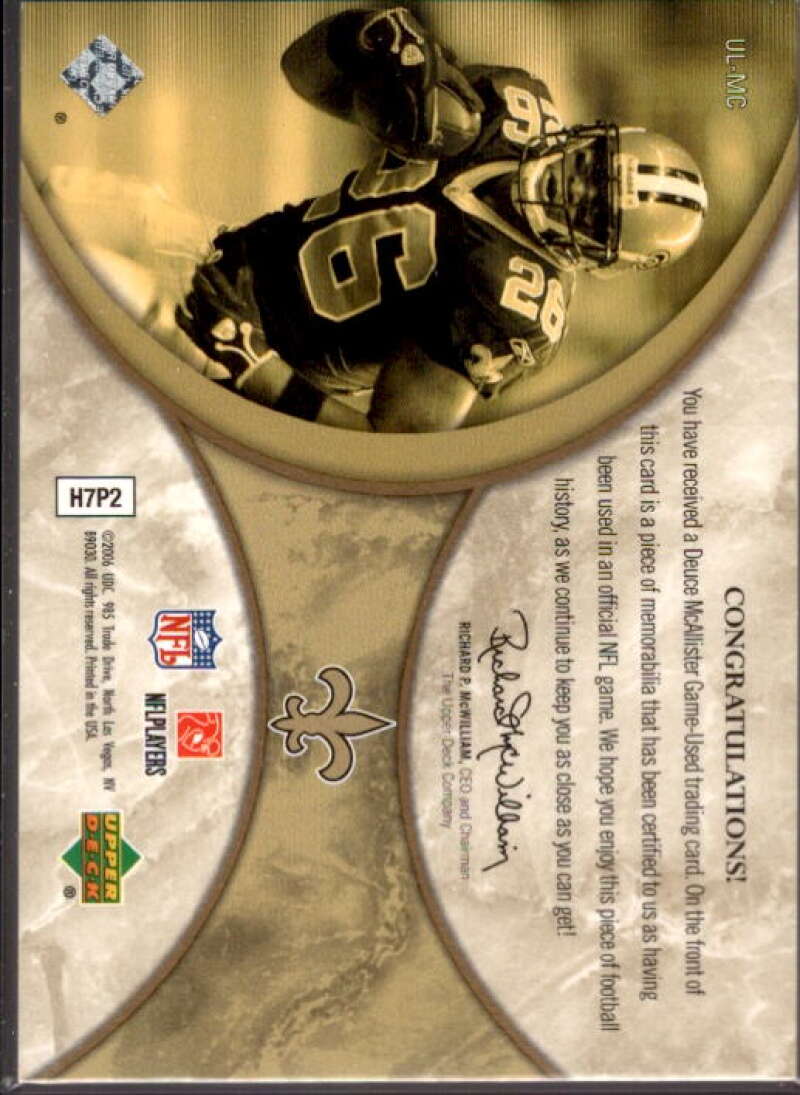 Deuce McAllister Card 2006 Ultimate Collection Jerseys Spectrum #ULMC  Image 2