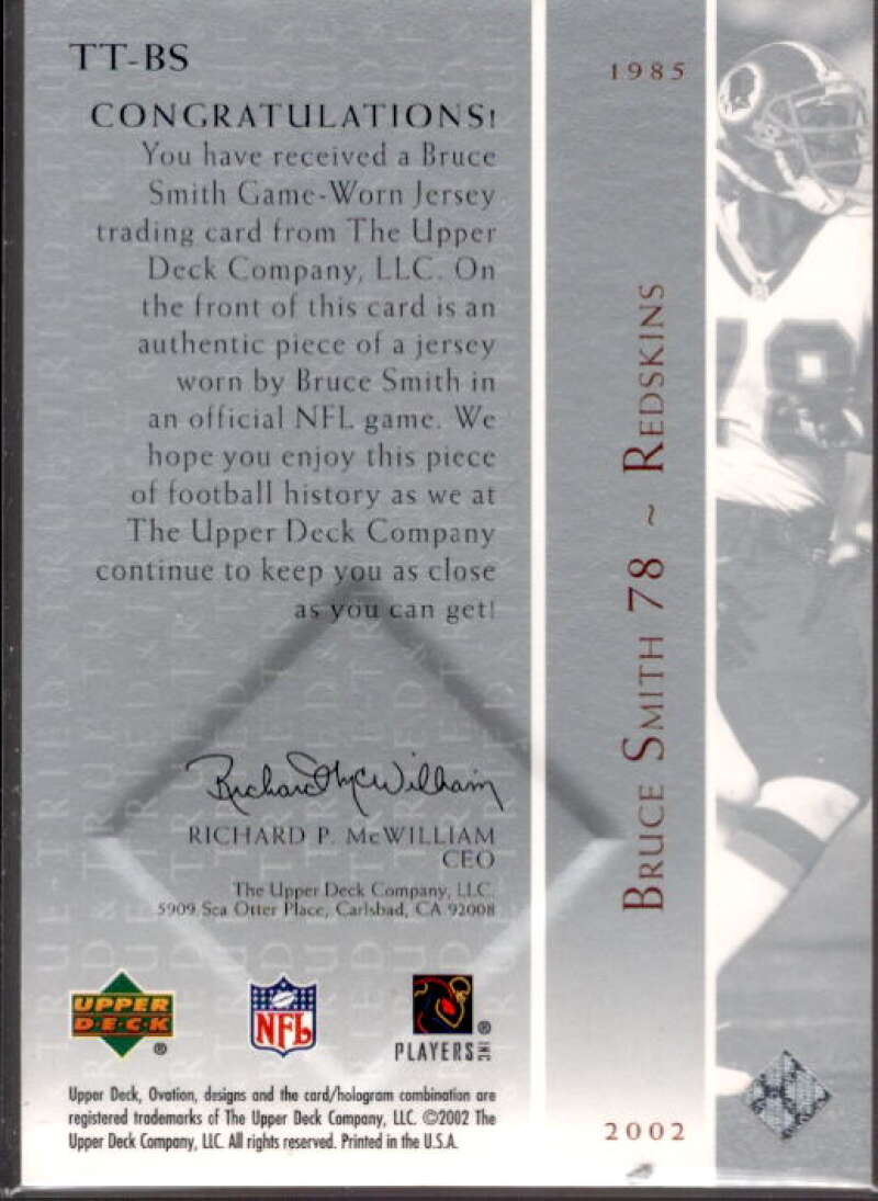 Bruce Smith Card 2002 Upper Deck Ovation Tried and True Jerseys #TTBS  Image 2