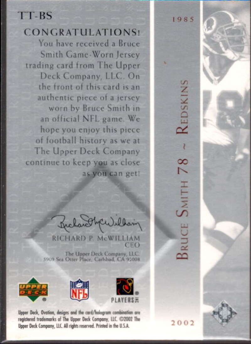 Bruce Smith Card 2002 Upper Deck Ovation Tried and True Jerseys #TTBS –