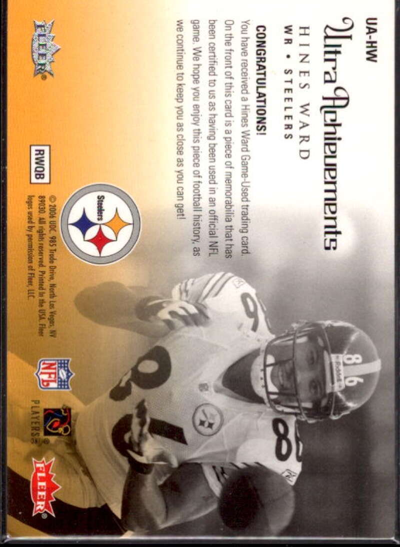 Hines Ward Card 2006 Ultra Achievements Jerseys #UAHW  Image 2