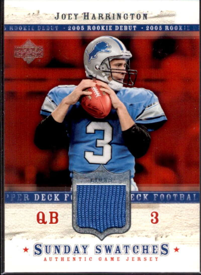 Joey Harrington Card 2005 Upper Deck Rookie Debut Sunday Swatches #SUJH  Image 1