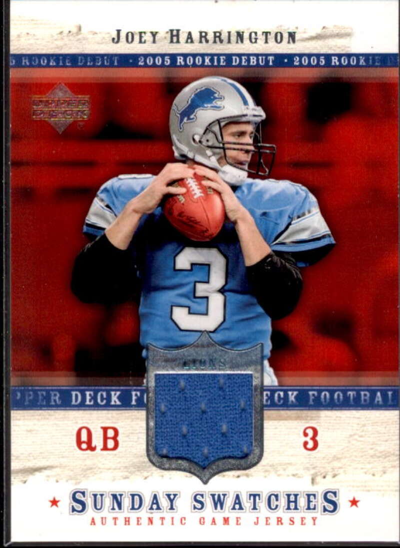 Joey Harrington Card 2005 Upper Deck Rookie Debut Sunday Swatches #SUJH  Image 1