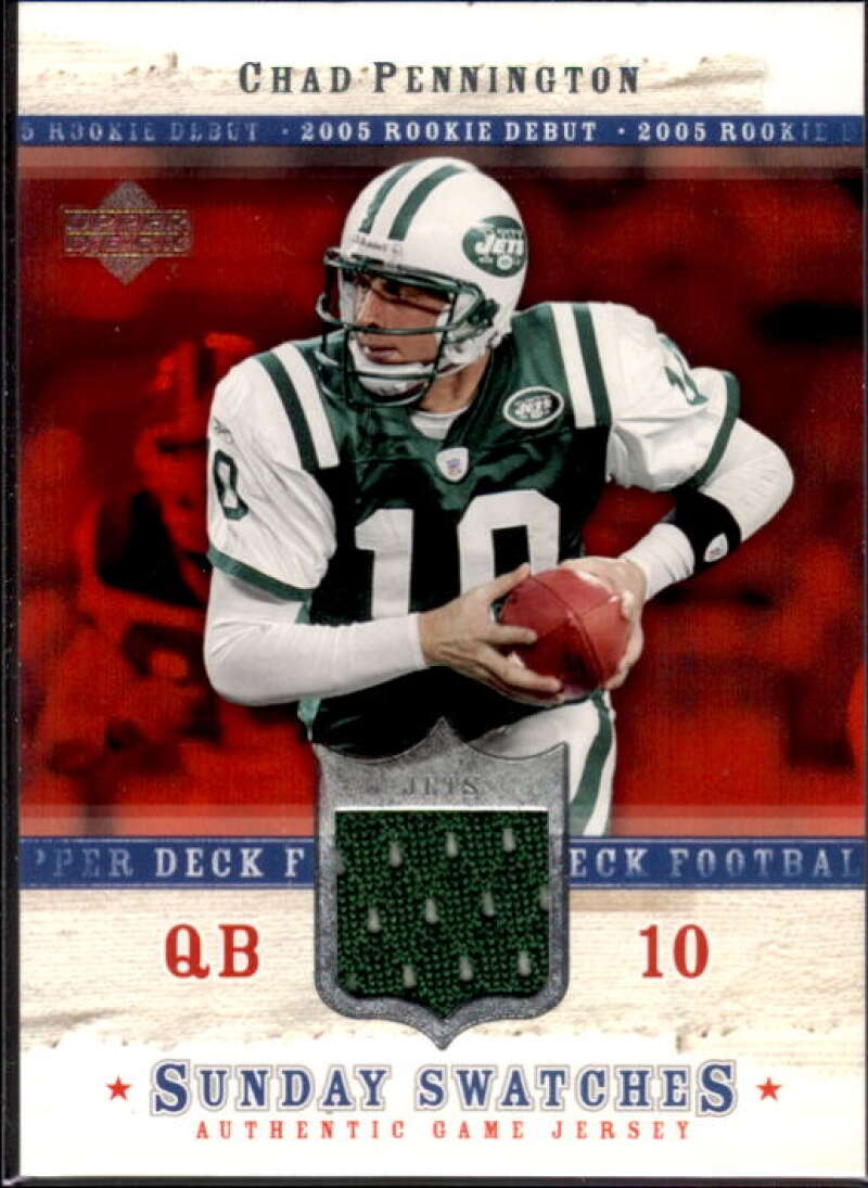 Chad Pennington Card 2005 Upper Deck Rookie Debut Sunday Swatches #SUCG  Image 1