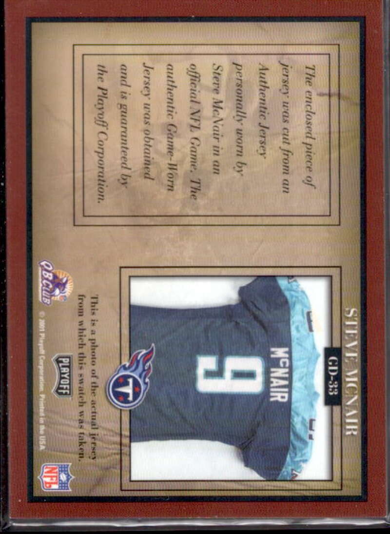 Steve McNair Card 2001 Playoff Honors Game Day Jerseys #GD33 –