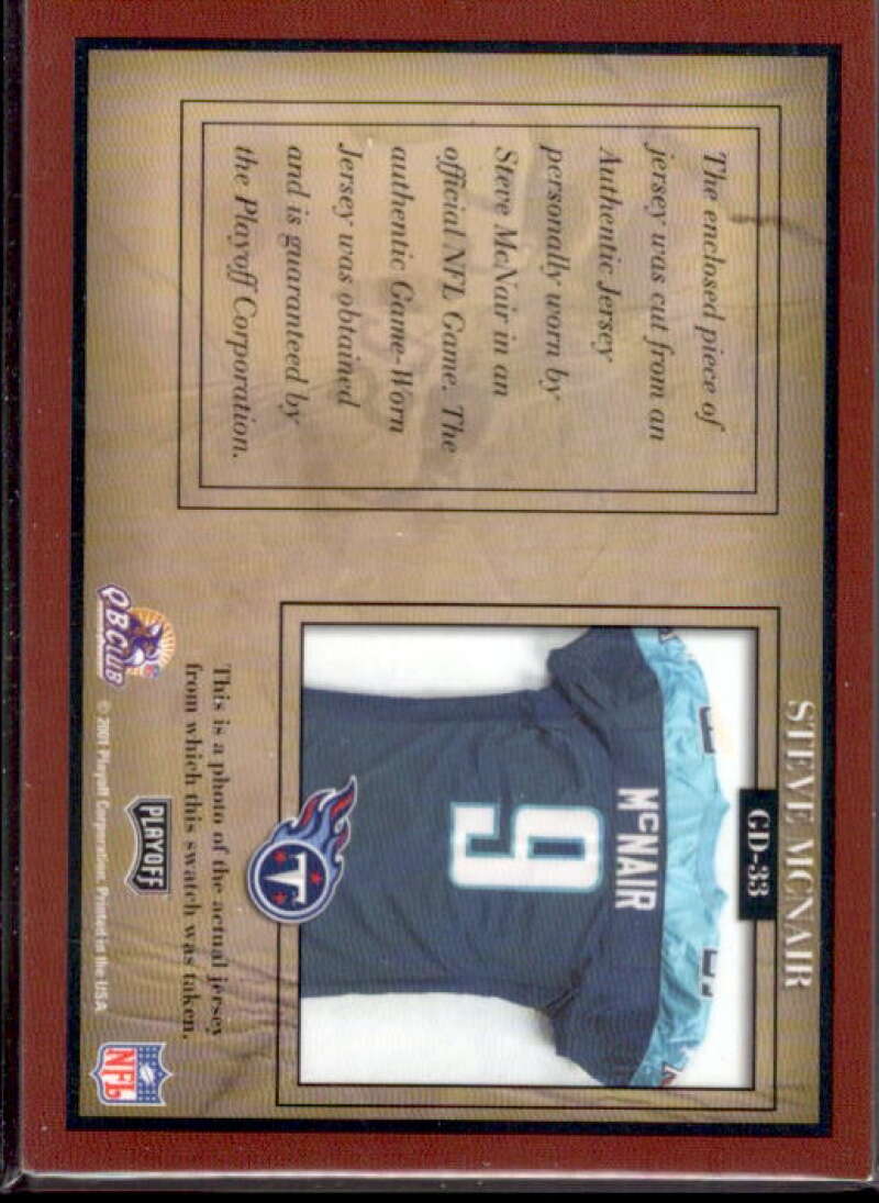 Steve McNair Card 2001 Playoff Honors Game Day Jerseys #GD33  Image 2