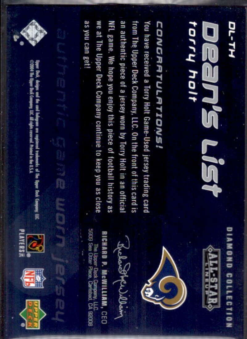 Torry Holt Card 2004 UD Diamond All-Star Dean's List Jersey #DLTH  Image 2