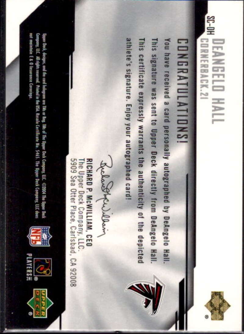 DeAngelo Hall Card 2004 UD Diamond Pro Sigs Signature Collection #SCDH  Image 2