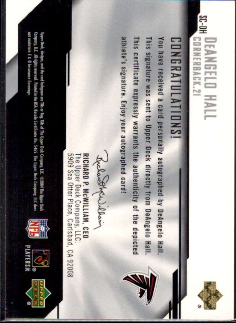 DeAngelo Hall Card 2004 UD Diamond Pro Sigs Signature Collection #SCDH  Image 2