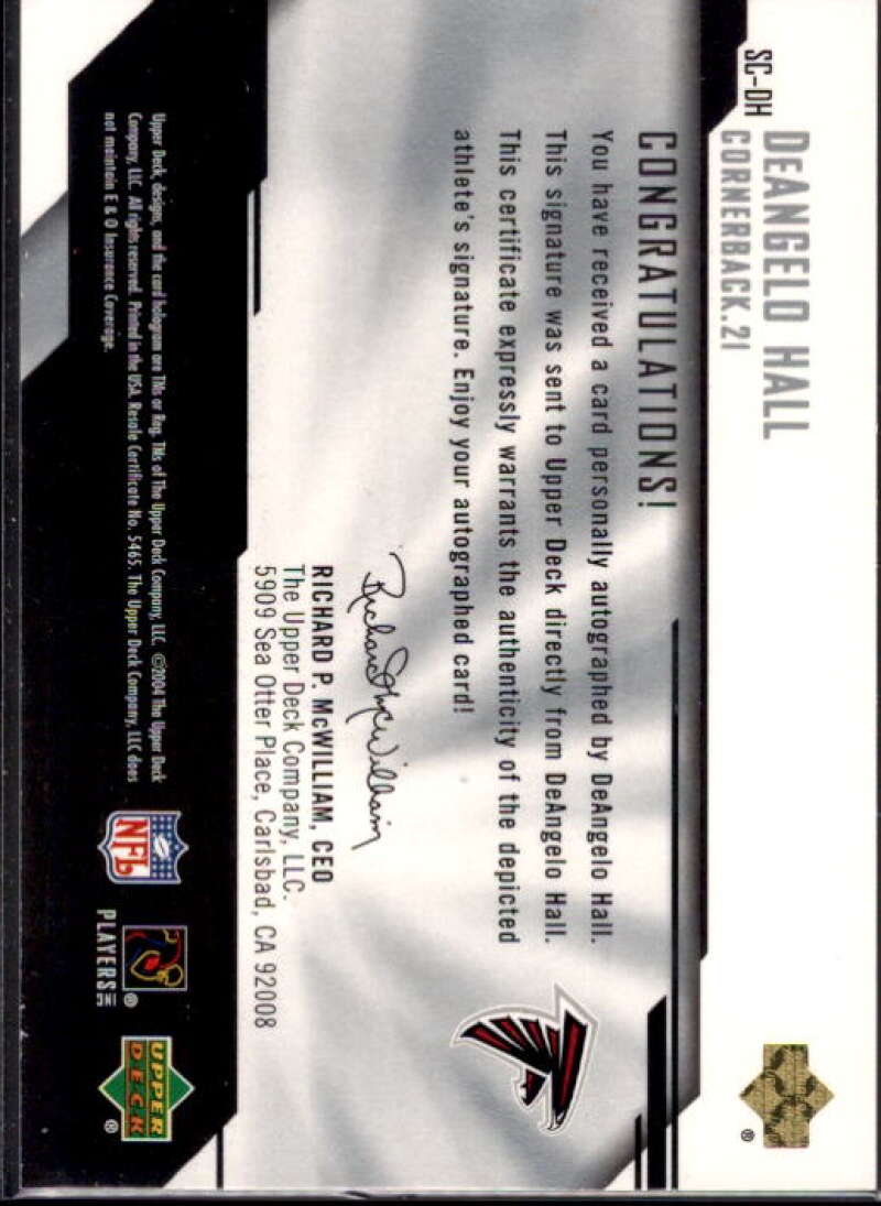 DeAngelo Hall Card 2004 UD Diamond Pro Sigs Signature Collection #SCDH  Image 2