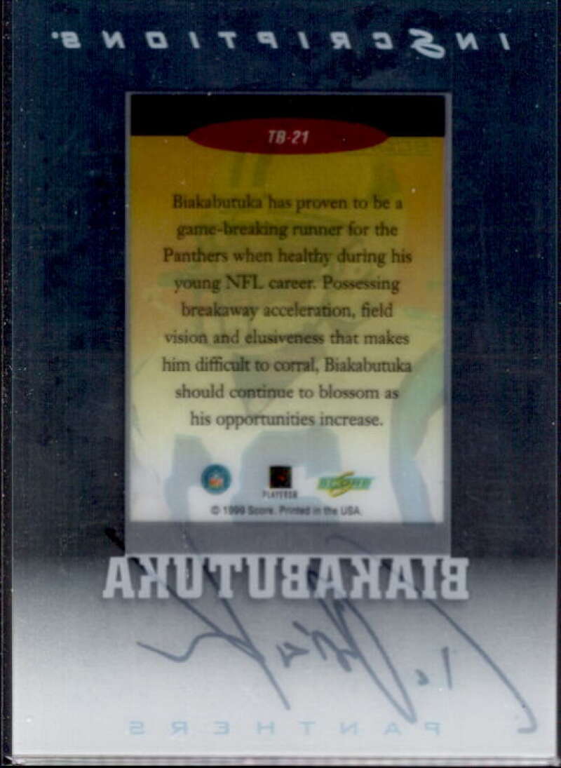 Tim Biakabutuka Card 1999 Score Supplemental Inscriptions #TB21  Image 2