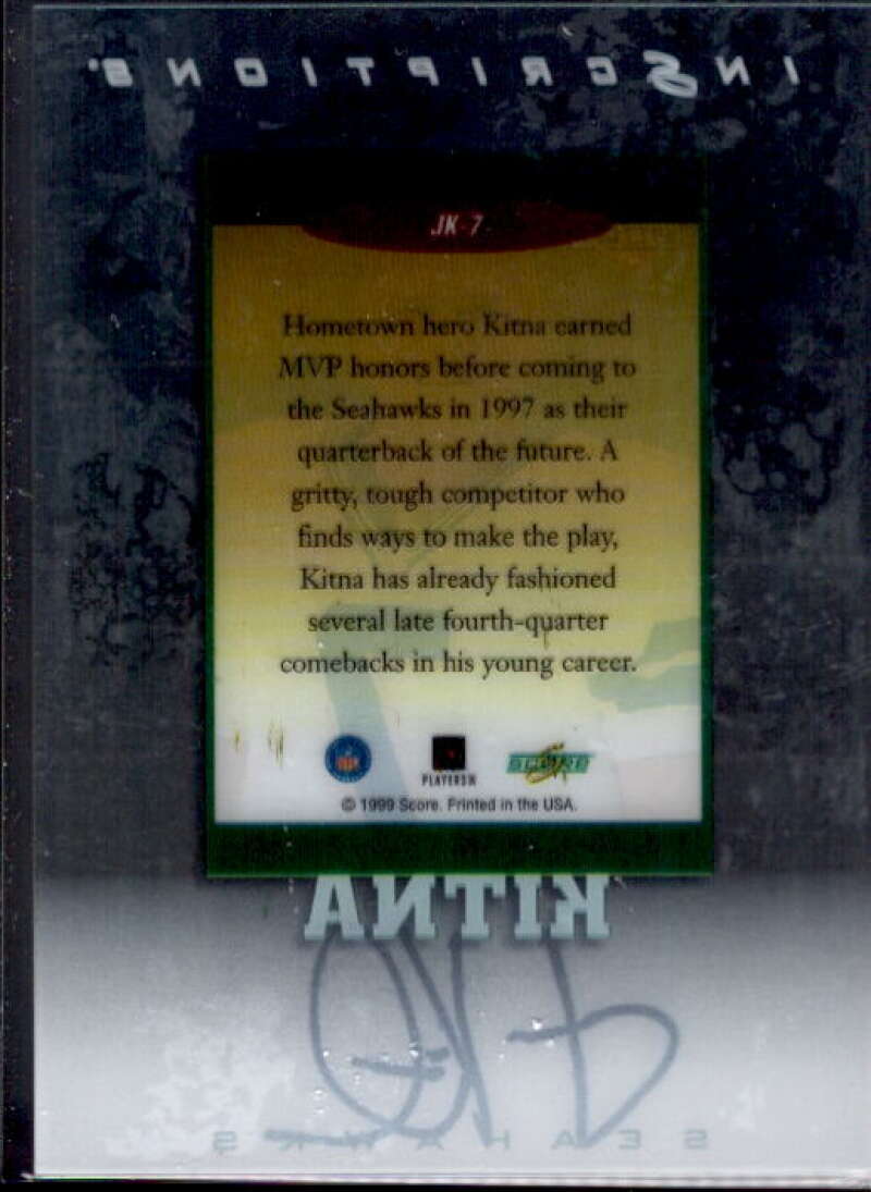 Jon Kitna Card 1999 Score Supplemental Inscriptions #JK7  Image 2